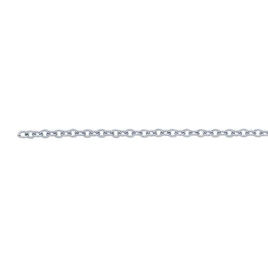 14K Vitt Guld 1,1 mm Oval Kabelkedja, Per Tum