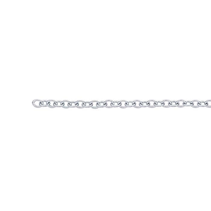 Cadena de cable ovalada de 1.3 mm en oro blanco de 14K, por pulgada