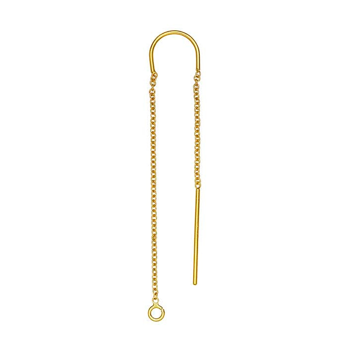 14/20 Yellow Gold-Filled Cable Chain Ear Thread with Center U-Bar and Open Ring