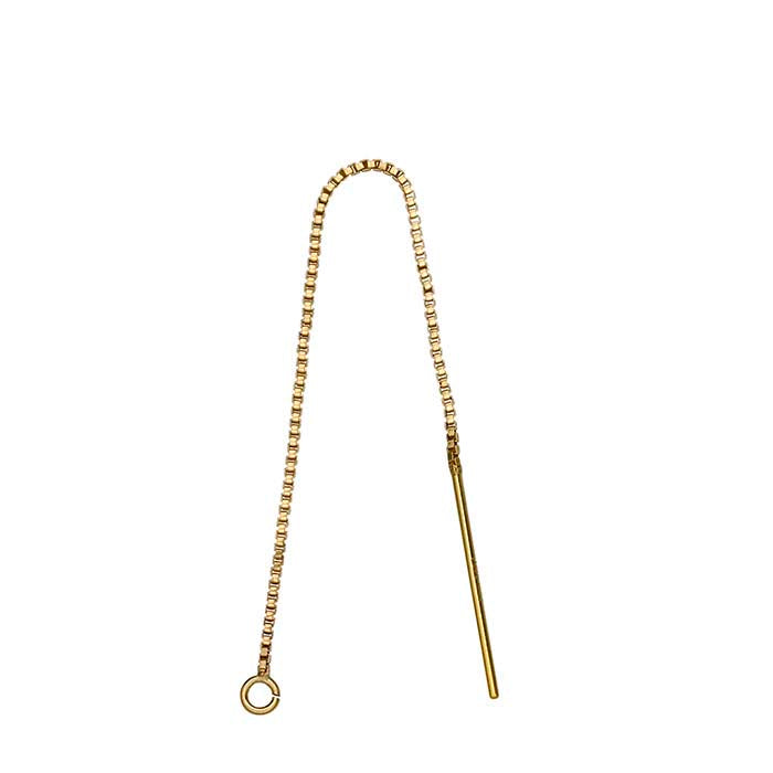 14/20 Yellow Gold-Filled Box Chain Ear Thread with Open Ring
