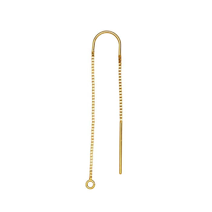 14/20 Yellow Gold-Filled Box Chain Ear Thread with Center U-Bar and Open Ring