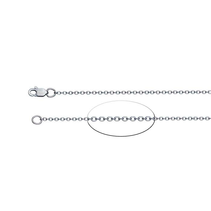 Cadena de cable ovalada de 1.5 mm en oro blanco de 14 quilates