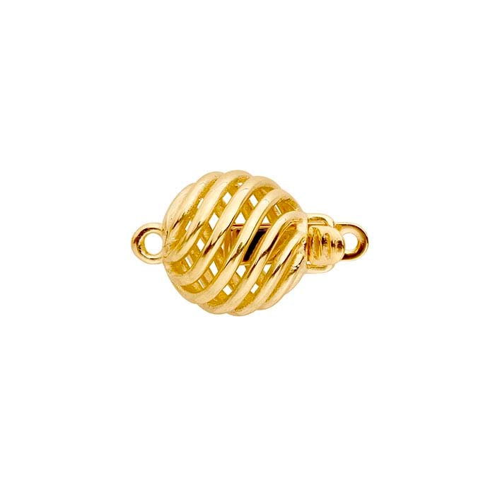 14K Yellow Gold 15.5 x 9.5mm Open Swirl Safety Clasp