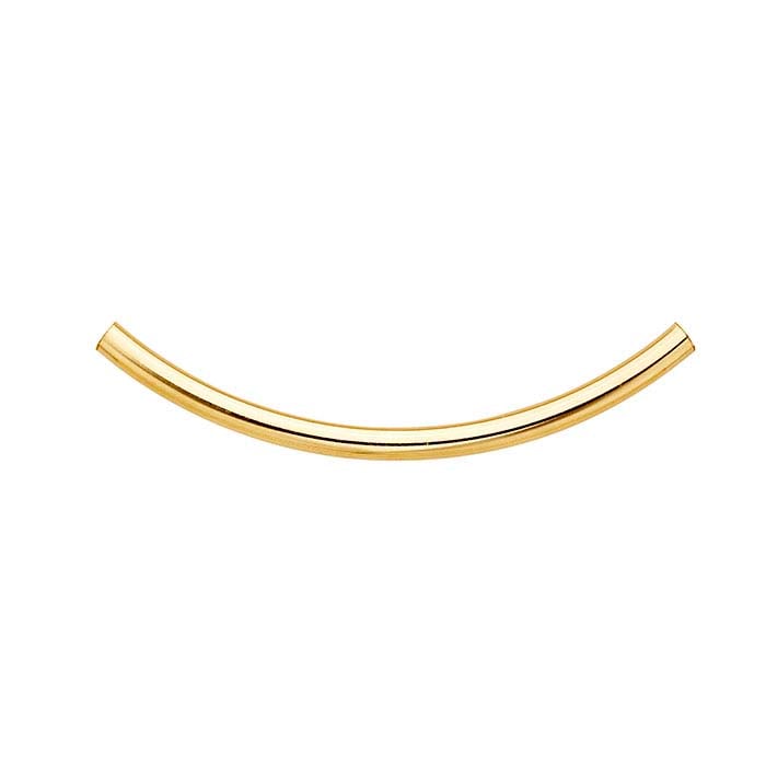 14/20 Yellow Gold-Filled 50 x 3mm Seamless Curved Tube Bead