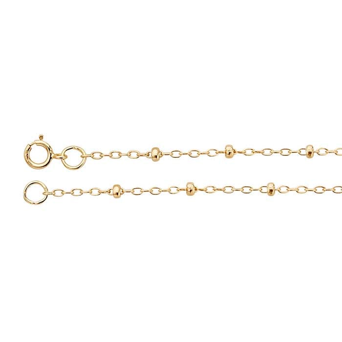14K Yellow Gold 1.2mm Oval Cable Chain with 2mm Roundel Beads