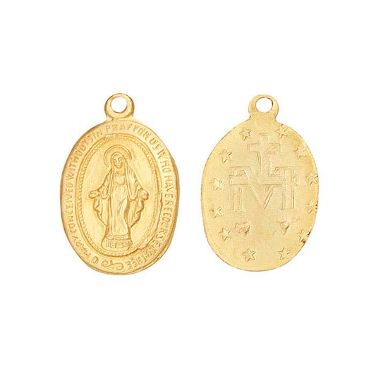 Pendentif Médaille Miraculeuse en Or Jaune 14/20 avec Anneau