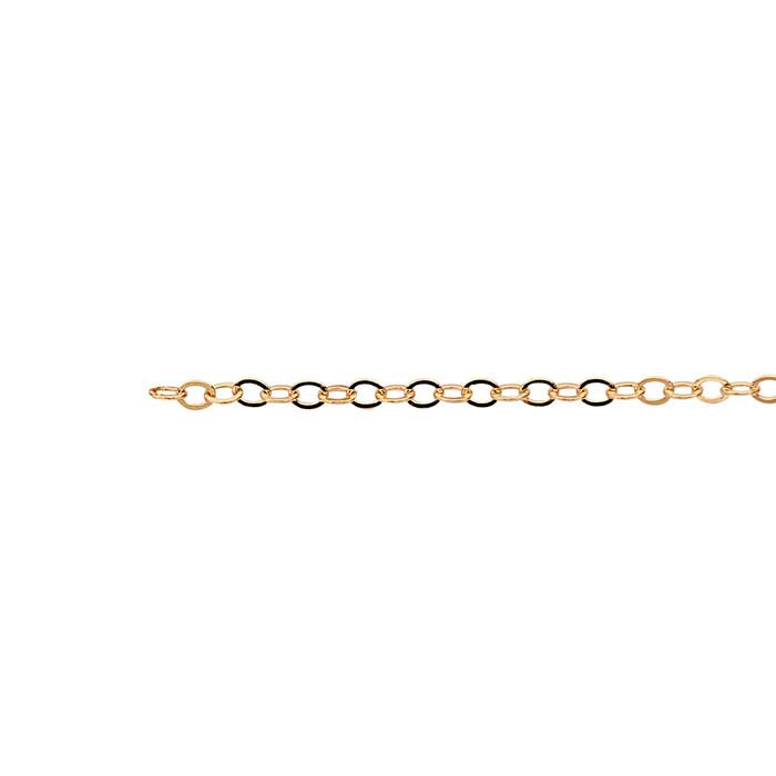 14K Yellow Gold 1.2mm Flat Oval Cable Chain, By the Inch