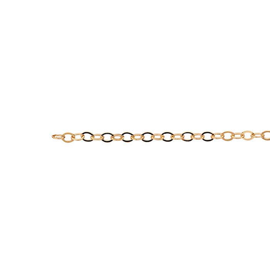 14K Yellow Gold 1.2mm Flat Oval Cable Chain, By the Inch