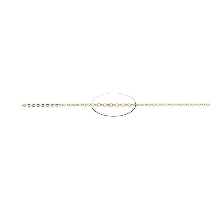 14K Yellow Gold 1.2mm Flat Oval Cable Chain, By the Inch