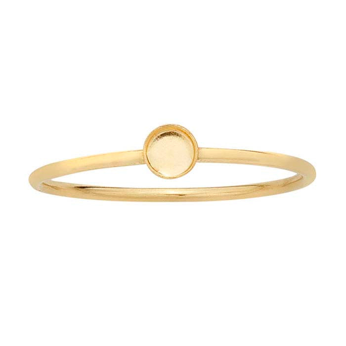 14/20 Yellow Gold-Filled 3mm Round Cabochon Ring Mounting