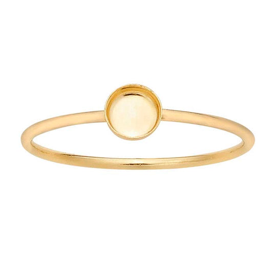 Montagem de Anel com Cabochão Redondo de 4mm em Ouro Amarelo 14/20 Gold-Filled