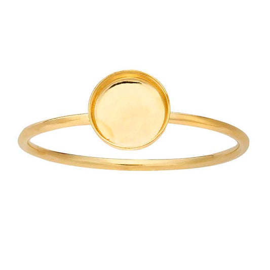 14/20 Yellow Gold-Filled 6mm Round Cabochon Ring Mounting
