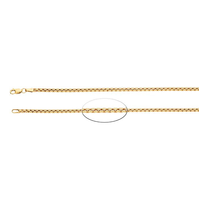 14/20 Yellow Gold-Filled 2.5mm Rounded Box Chain