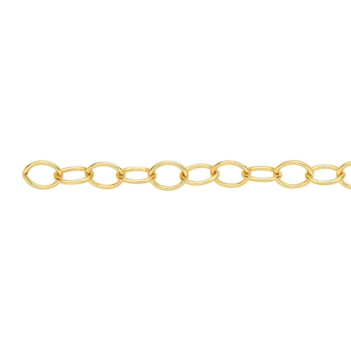 14/20 Żółte Złoto Wypełnione Łańcuszek Kabelkowy Owalny 3,5 mm, na Stopy