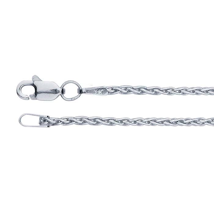 14K White Gold 1.5mm Round Wheat Chain