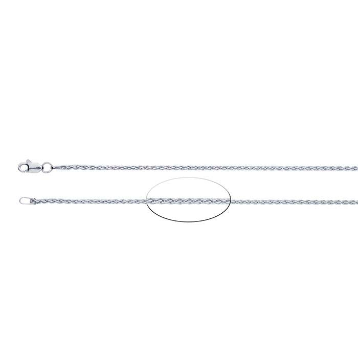 14K White Gold 1.5mm Round Wheat Chain