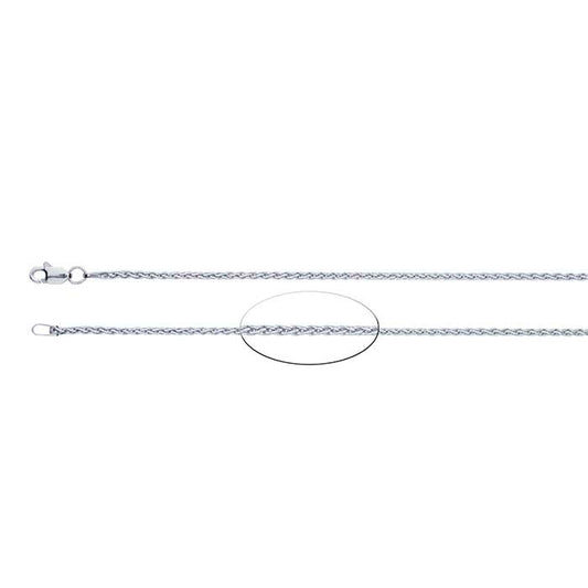 14K White Gold 1.5mm Round Wheat Chain