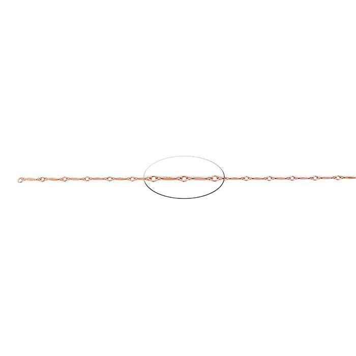 14/20 Rose Gold-Filled 1.4mm Dapped Bar & Link Chain, By the Foot