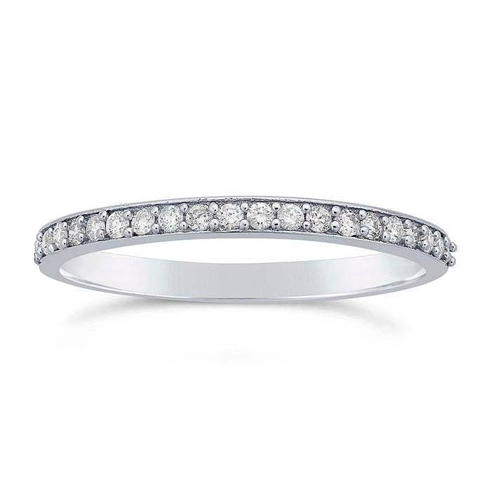 14K White Gold 2mm Diamond Wedding Band