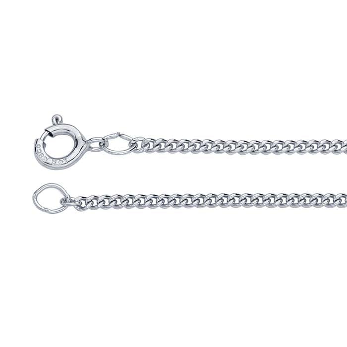 14K White Gold 1.2mm Diamond-Cut Curb Chain
