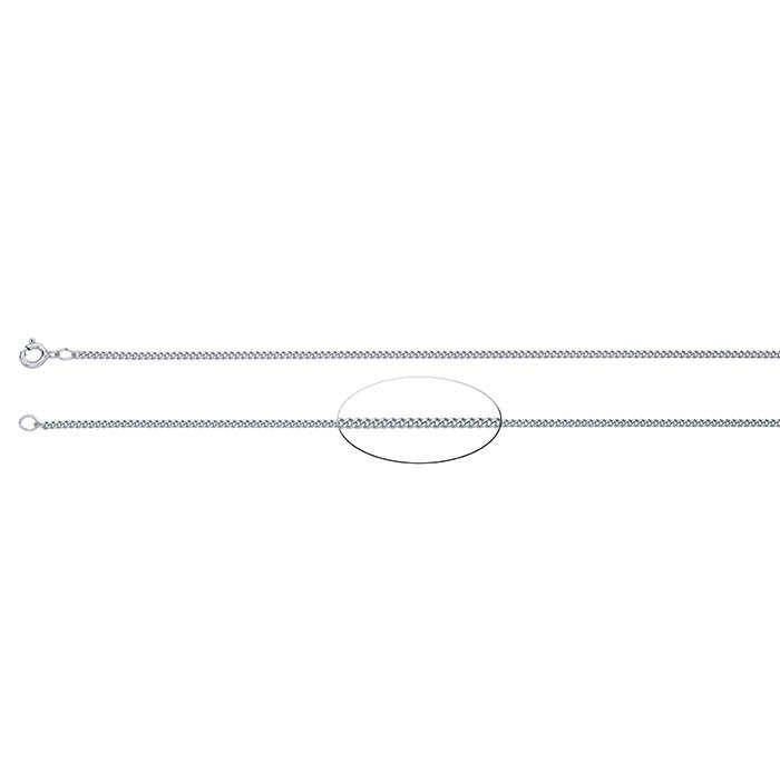 14K White Gold 1.2mm Diamond-Cut Curb Chain
