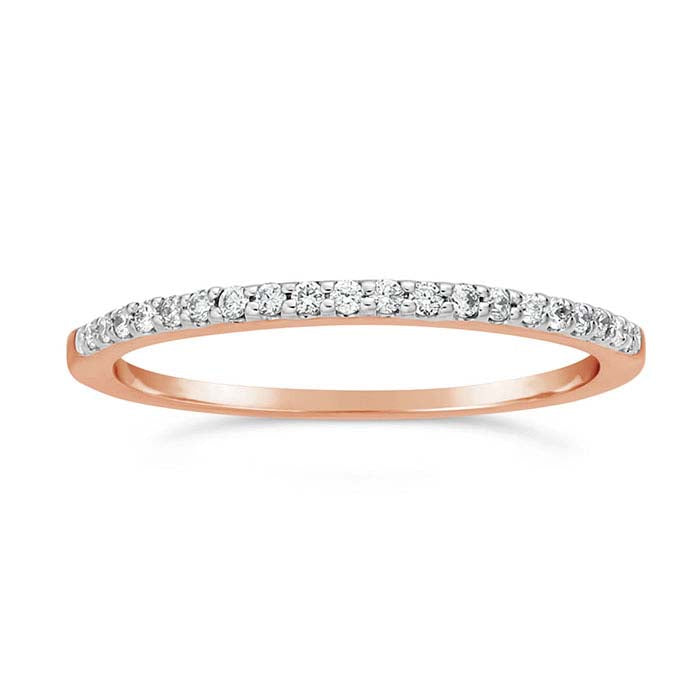 14K Rose Gold Diamond-Set Wedding Band