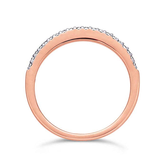 14K Roséguld Vigselring med Diamantsättning