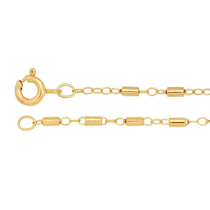 14/20 Yellow Gold-Filled 1.7mm Cable Chain with Tube Beads