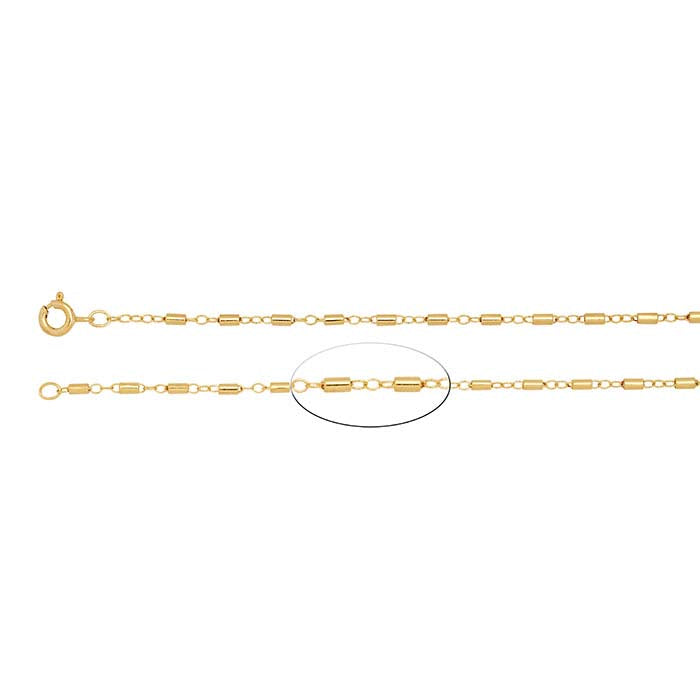 14/20 Yellow Gold-Filled 1.7mm Cable Chain Bracelet with Tube Beads