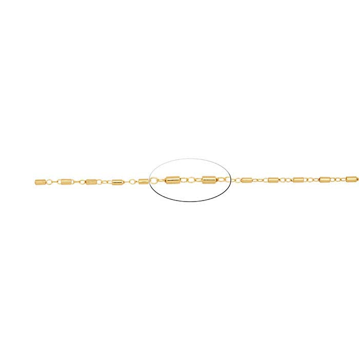 14/20 Yellow Gold-Filled 1.7mm Cable Chain with Tube Beads