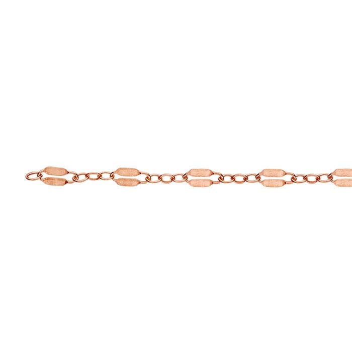 14/20 Rose Gold-Filled 2.4mm Dapped Long & Short Chain, By the Foot