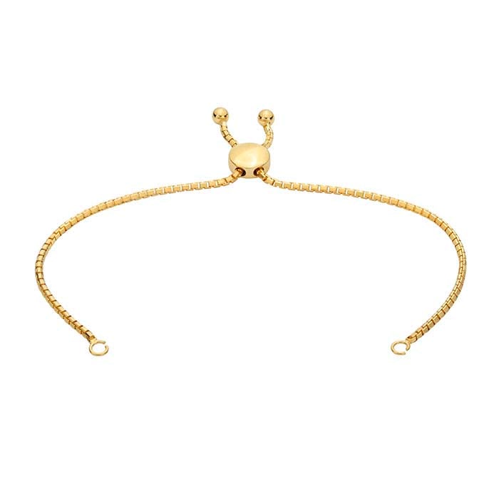 14K Yellow Gold 1.8mm Beveled Box Chain Bracelet Component, Adjustable