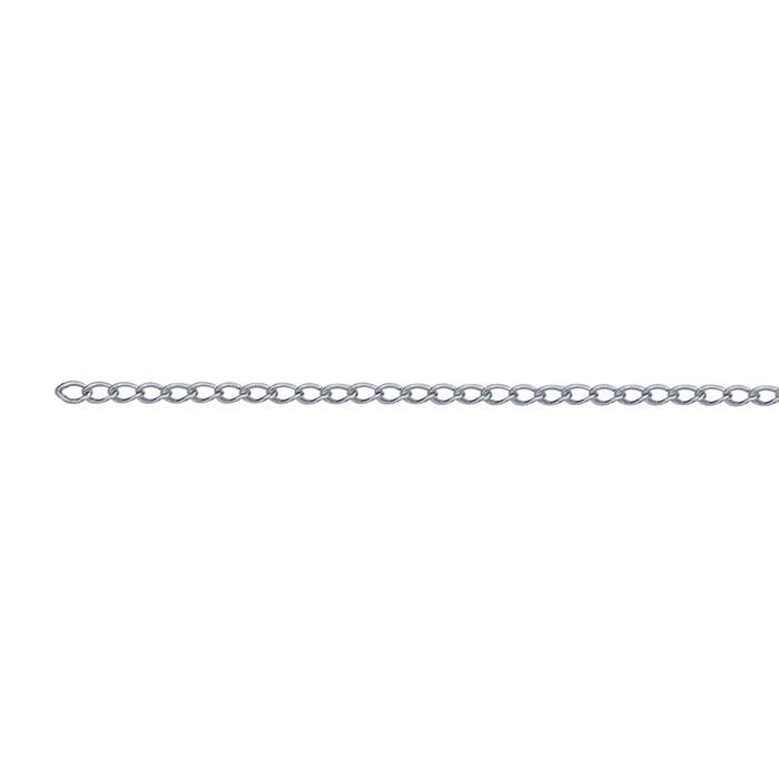14K White Gold 0.8mm Lightweight Curb Chain, By the Inch