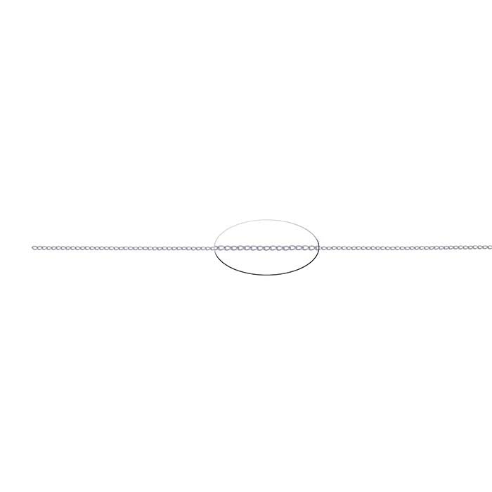 14K White Gold 0.8mm Lightweight Curb Chain, By the Inch
