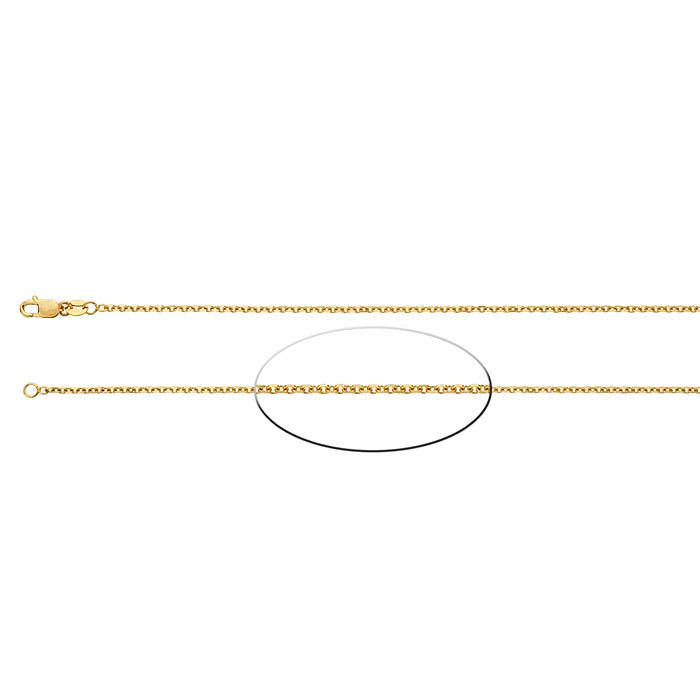 14K Gult Guld 1,5 mm Avfasad Oval Kabelkedja