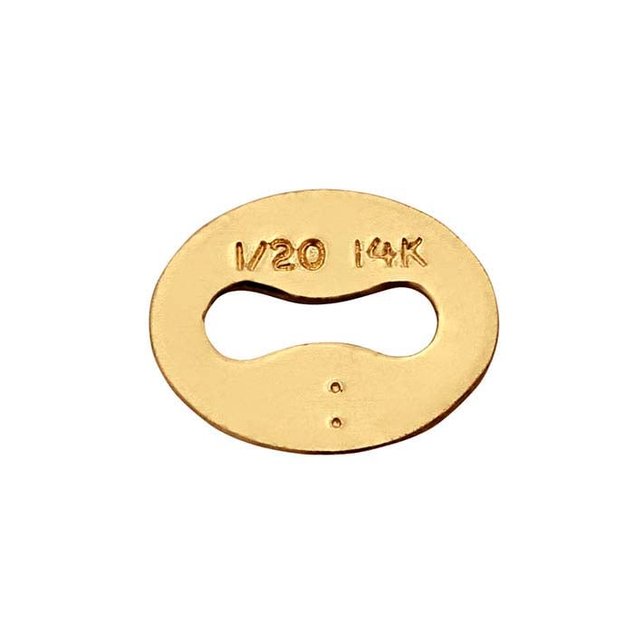 14/20 Yellow Gold-Filled 4.5 x 3.5mm Oval "1/20 14K" Tag, 0.25mm