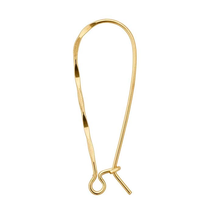14/20 Yellow Gold-Filled Hammered Kidney Ear Wire