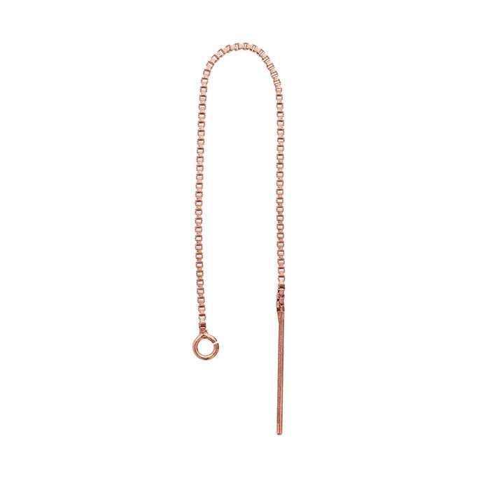 14/20 Rose Gold-Filled Box Chain Ear Thread with Open Ring