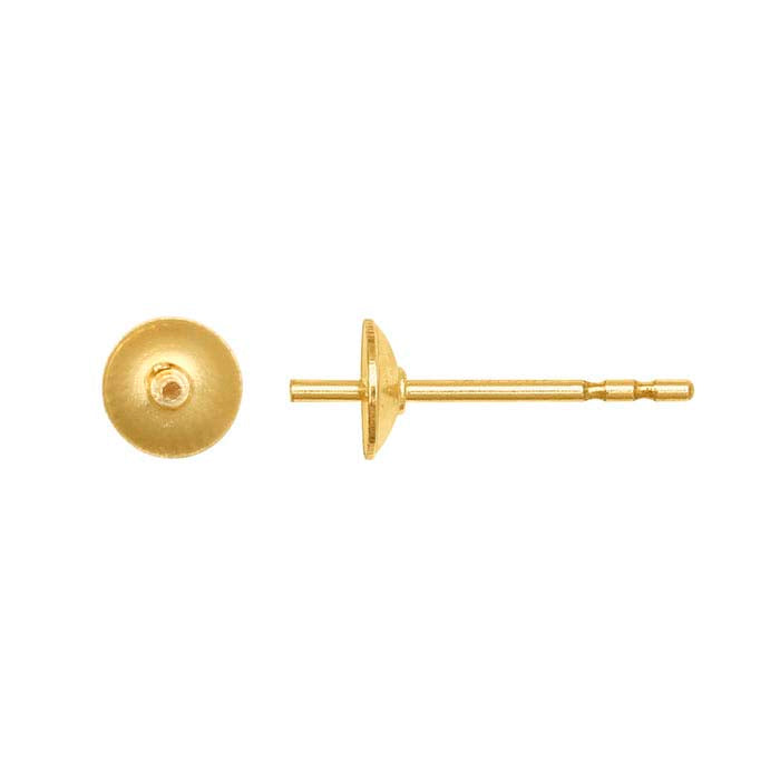 14/20 Yellow Gold-Filled 4mm Pearl Post Earring Mounting