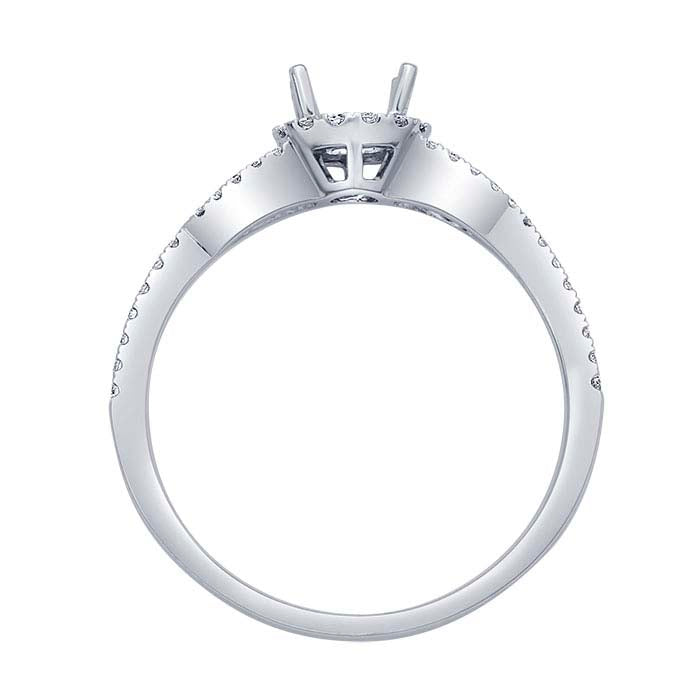 14K White Gold 4mm Round Semi-Mount Halo Engagement Ring Mounting