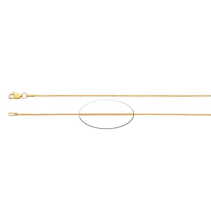 14K Yellow Gold 0.9mm Diamond-Cut Rounded Box Chain