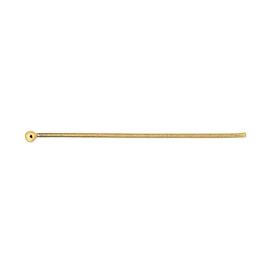 14/20 Yellow Gold-Filled 25.4mm 1.5mm Ball Head Pin, 0.64mm, 1/2-Hard