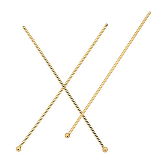 14/20 Yellow Gold-Filled 38.1mm 1.5mm Ball Head Pin, 0.64mm, 1/2-Hard