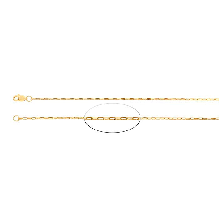 14K Gult Guld 1,3 mm Draget Rolo-kedja