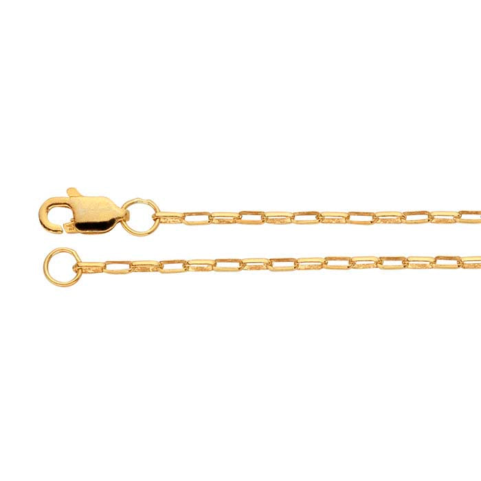 Corrente Rolo Oval Elongada 1,3mm em Ouro Amarelo Revestido 14/20