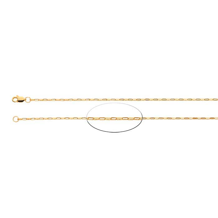 Corrente Rolo Oval Elongada 1,3mm em Ouro Amarelo Revestido 14/20