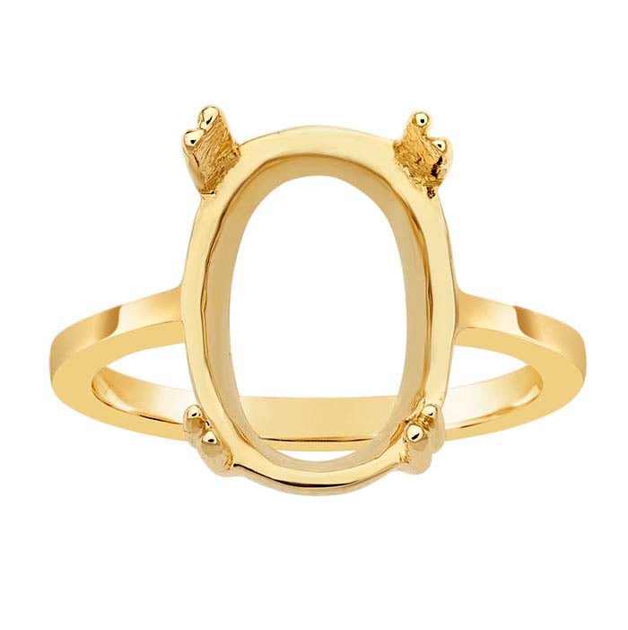 14K Yellow Gold Double-Prong 14 x 10mm Oval Ring Mounting