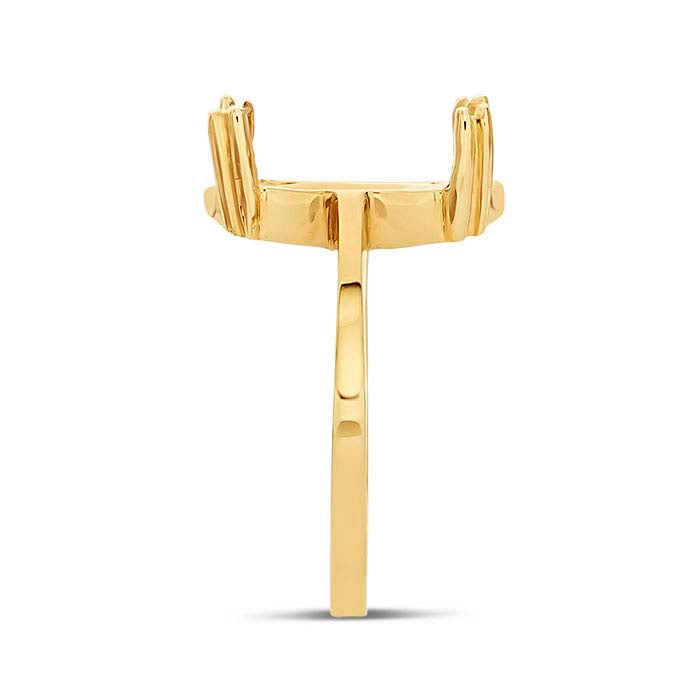 14K Yellow Gold Double-Prong 14 x 10mm Oval Ring Mounting