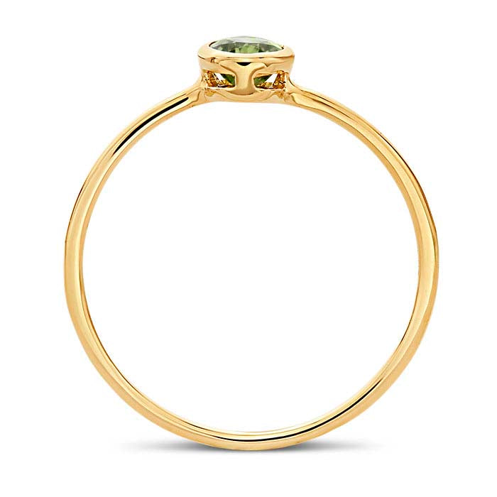 14K Yellow Gold Oval Peridot-Set Ring
