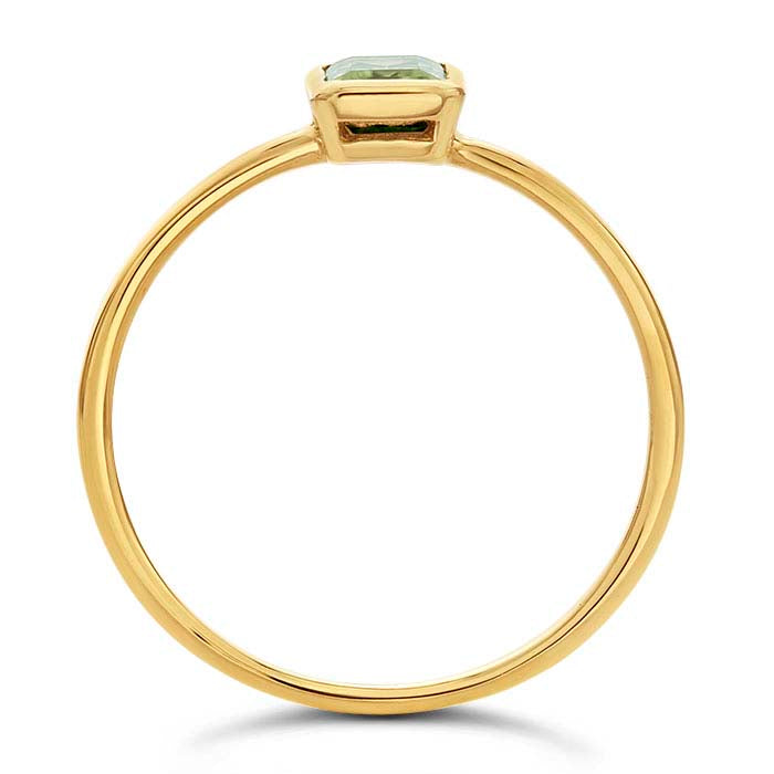 14K Yellow Gold Emerald-Cut Peridot-Set Ring